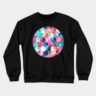 Topaz & Ruby Crystal Honeycomb Cubes Crewneck Sweatshirt